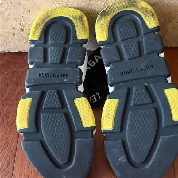 Balenciaga Black and White Sock Sneakers with Yellow Detail - Picture 8 of 8